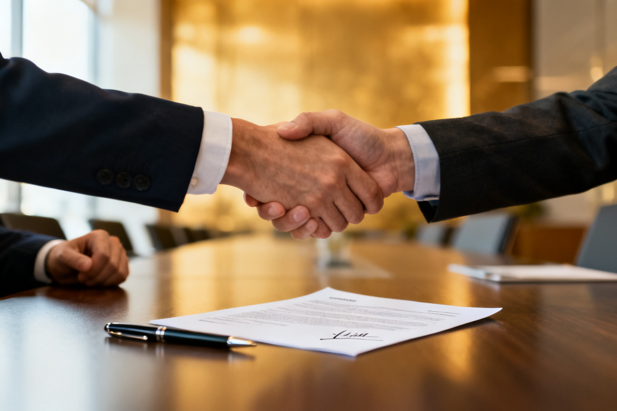 Handshake over a signed contract